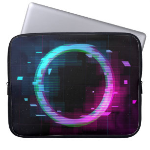 Synthwave Vaporwave Retrowave Glitch Circle med b Laptop Fodral