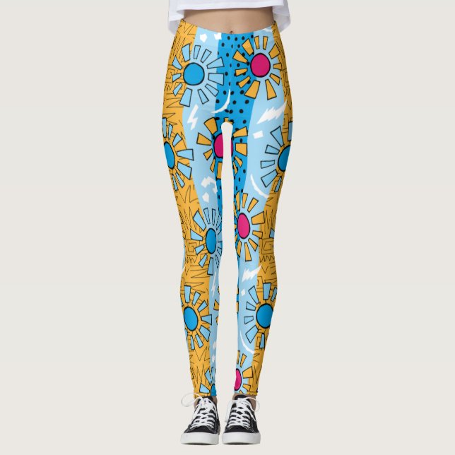 Synthwave/Vaporwave Stil Yoga Leggings (Framsida)