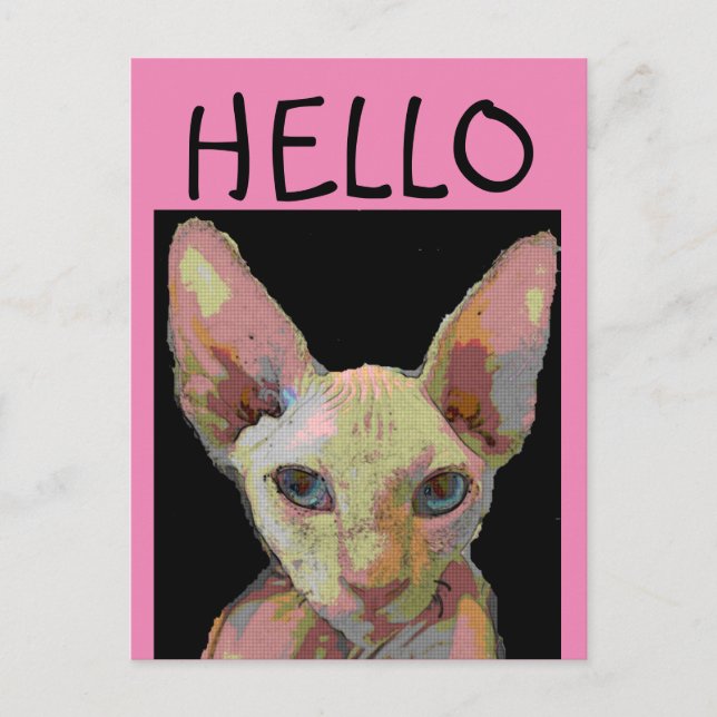 SYPHNX HAIRLESS CAT-HEJ vykort (Framsida)