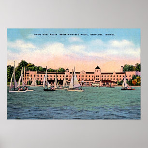 Syracuse, Indiana Spink Hotel på Sjö Wawasee Poster
