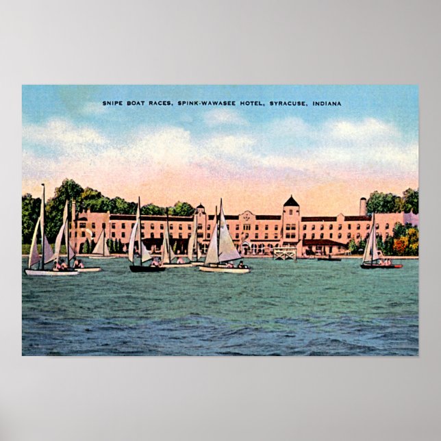 Syracuse, Indiana Spink Hotel på Sjö Wawasee Poster (Framsidan)