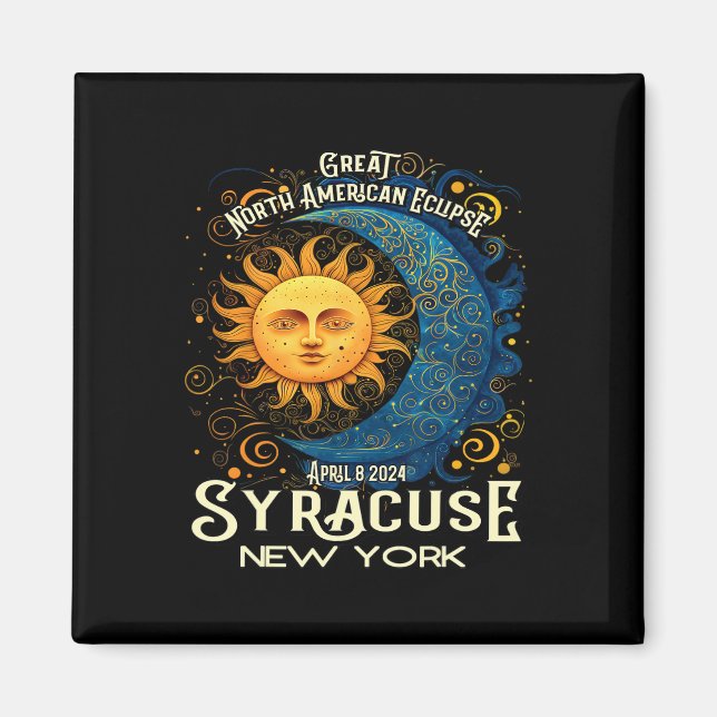 Syracuse New York 2024 Total Solar Eclipse Celesti Magnet (Framsidan)