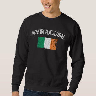 SYRACUSE NEW YORK Irländsk Amerikansk Flaggmärke Lång Ärmad Tröja
