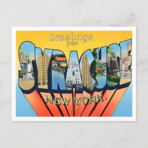 Syracuse, New York Vintage vykort med stora bokstä