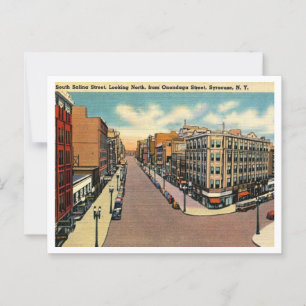 Syracuse NY Salinas St View 1940s Vykort