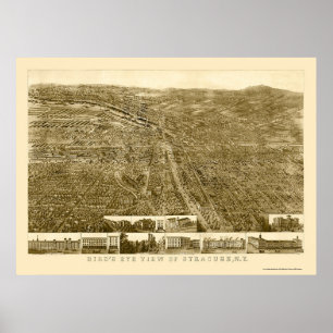 Syracuse panorama- karta för NY - 1868 Poster