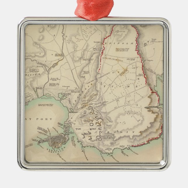 Syracuse & resterande vestiges av dess fem städer julgransprydnad metall (Framsidan)