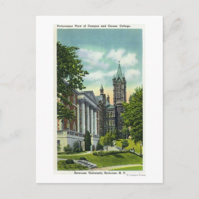 Syracuse U Campus View Showing Crouse College Vykort (Framsida)