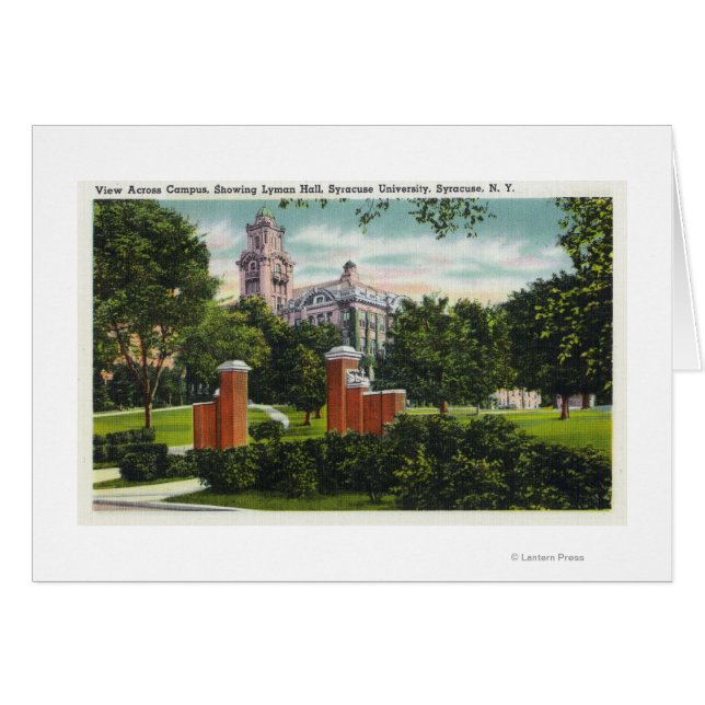 Syracuse U Campus View Showing Lyman Hall Hälsningskort (Framsidan Horizontal)