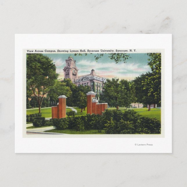 Syracuse U Campus View Showing Lyman Hall Vykort (Framsida)