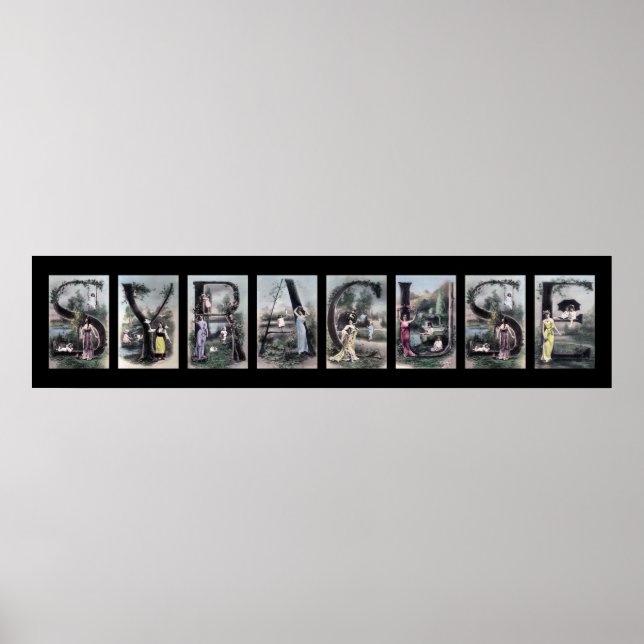 SYRACUSE Vintage Alphabet Brev Namn Art Poster (Framsidan)