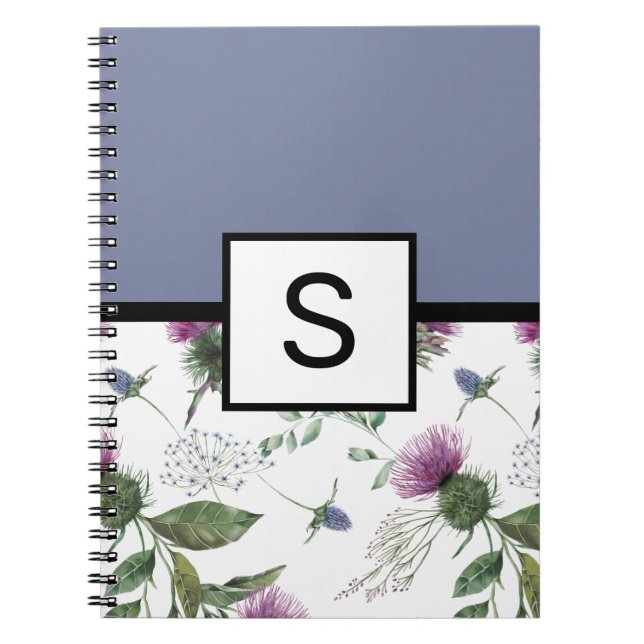 Syren Blommig Monogram Anteckningsbok (Framsidan)