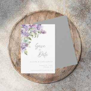Syren Blommor Akvarell Elegant Spara datum-kort Tack Kort