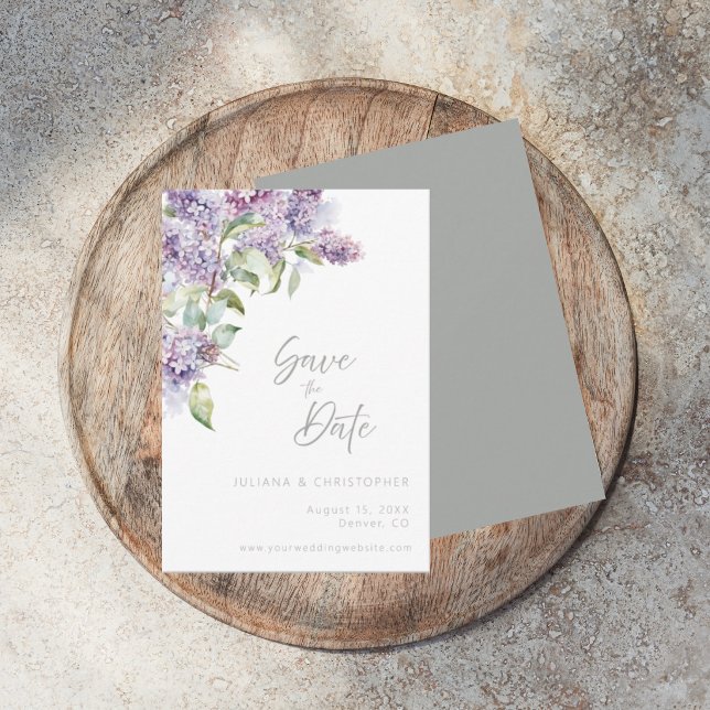 Syren Blommor Akvarell Elegant Spara datum-kort Tack Kort (Skapare uppladdad)
