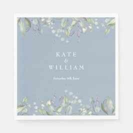 Syren Grönska Blommig Dammig Blå Bröllop Pappersservett