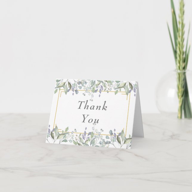 Syren Grönska Land Floral Bröllop Tack Kort (Framsida)
