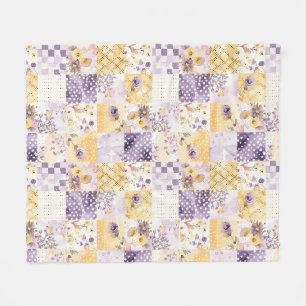 Syren Gul Quilt Patchwork Gingham Cottagecore Fleecefilt