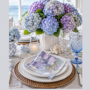 Syren Hortensia Akvarell Lunchen Servett