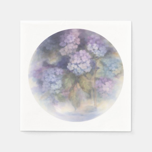 Syren Hortensia Akvarell Lunchen Servett (Framsidan)