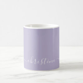 Syren Lavendel C123 & Vit Minimalistisk Namn Anpas Kaffemugg