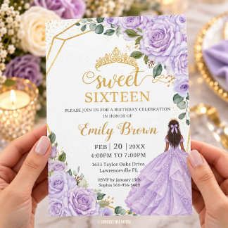 Syren Lavendel Lila Ros Blommig Sweet Sixteen 16 Inbjudningar