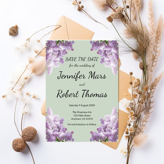 Syren och jordnära salvia spara datumet (Skapare uppladdad)