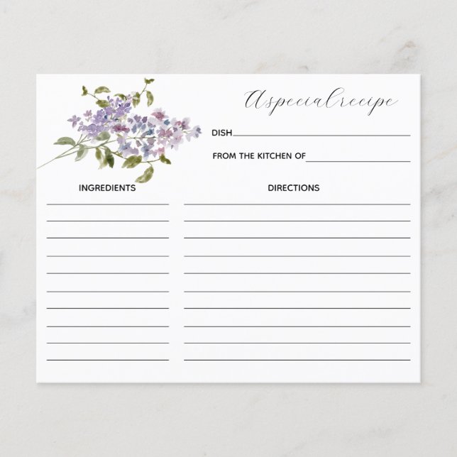 Syren och Lavendel Receptkort (Framsida)