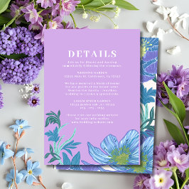 Syren och lila pastell blommande bröllopsdetaljer tilläggskort