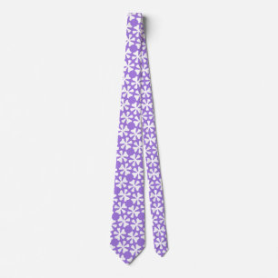 Syren och vit modern geometrisk blommig mönster slips