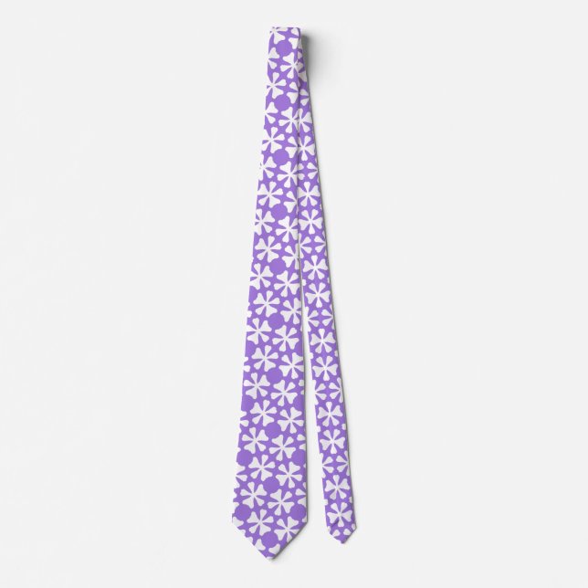 Syren och vit modern geometrisk blommig mönster slips (Framsida)