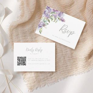 Syren & Salvia Blommig QR-kod Bröllops-svarskort Tack Kort