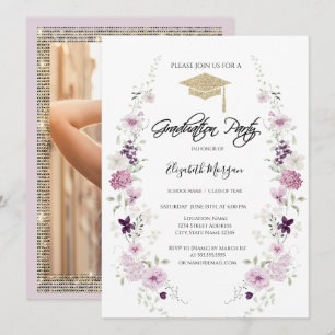 Syren Vilda blommor Diamanter Ram Foto Examen Inbjudningar