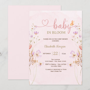 Syren Vilda Blommor Fjäril Vattenfärg Baby Shower Inbjudningar