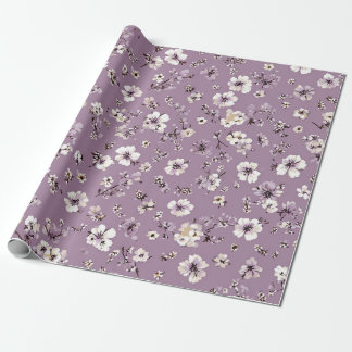 Syren Vit Ditsy Blomma Pastell Boho 70-tal Vintage Presentpapper