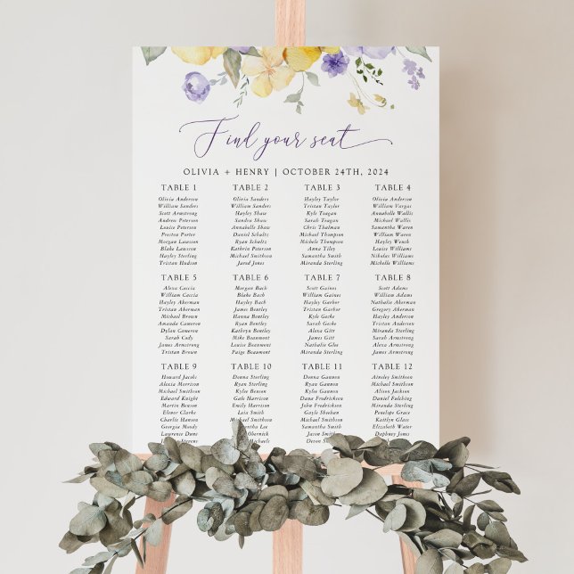 Syrenblomma, Gul Blomma, Bröllopsplatskarta Poster (Skapare uppladdad)
