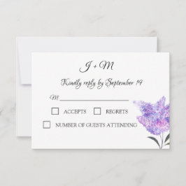 Syrenblommor Akvarell Elegant Bröllop RSVP OSA Kort