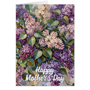 Syrenblommor Glad mors dag hälsningskort
