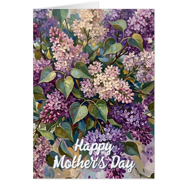 Syrenblommor Glad mors dag hälsningskort (Framsidan)