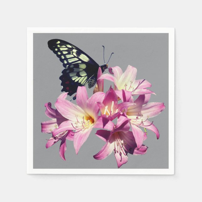 Syrenblommor och fjärilspapper servetter (Framsidan)