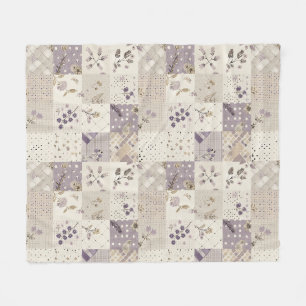Syrenfärgad Quilt Patchwork Gingham Cottagecore Bl Fleecefilt