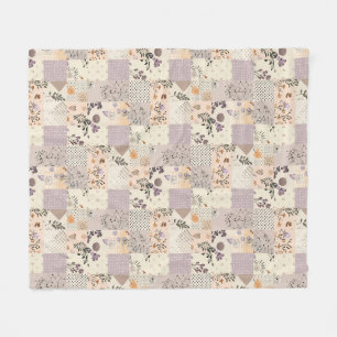 Syrenfärgad Quilt Patchwork Gingham Cottagecore Bl Fleecefilt