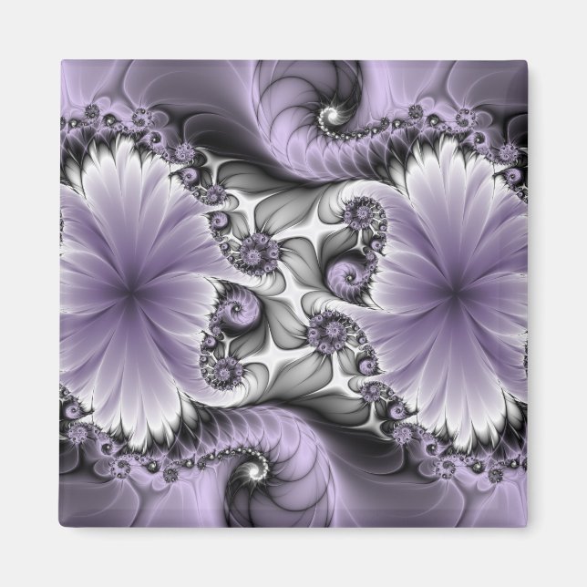 Syrenillusion Abstrakt Blommig Fraktal Konst Fanta Magnet (Framsidan)