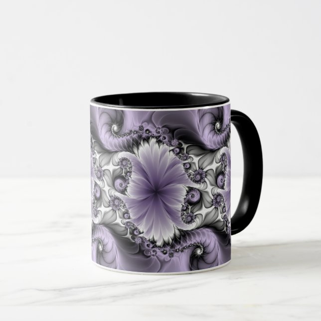 Syrenillusion Abstrakt Blommig Fraktal Konst Fanta Mugg (Framsida höger)