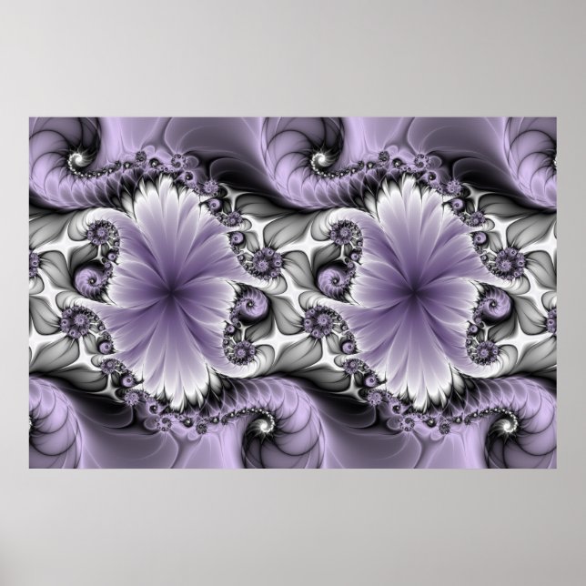 Syrenillusion Abstrakt Blommig Fraktal Konst Fanta Poster (Framsidan)