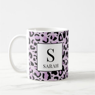 Syrenlila Leopardtryck Mugg med Anpassat Namn