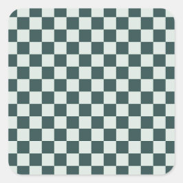 Syrgrön svart schackbrädemönster fyrkantig pinne fyrkantigt klistermärke