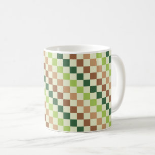 Syrgrön svart schackbrädemönstrad kaffekopp