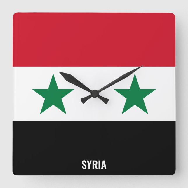 Syria Flag Dazzling Patriotic Fyrkantig Klocka (Framsida)