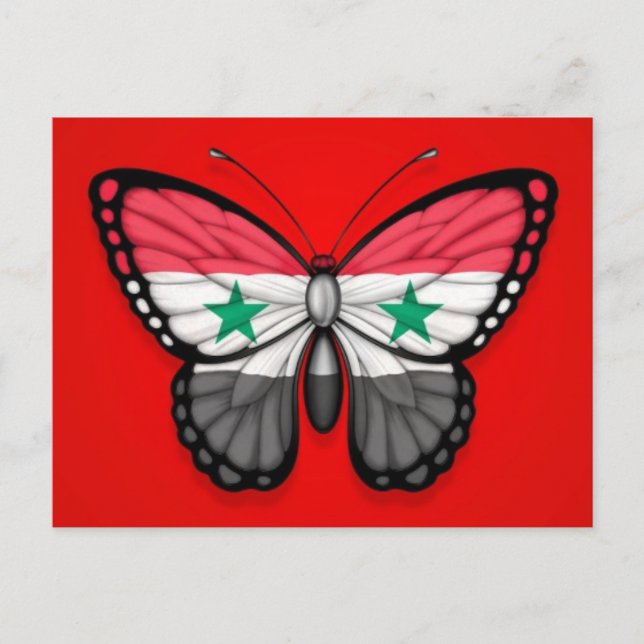 Syrian Butterfly Flagga på Red Vykort (Framsida)