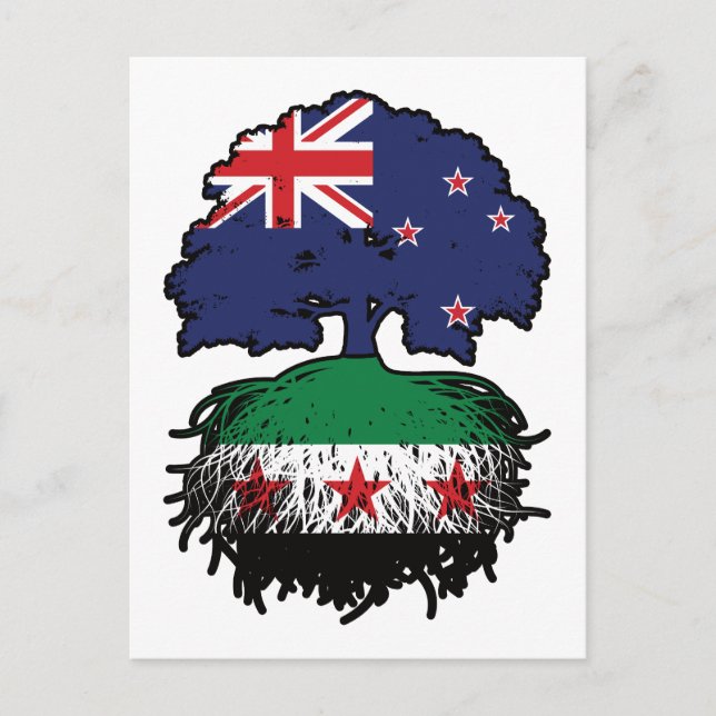 Syrian New Zealand Roots & Crown Tree Vykort (Framsida)